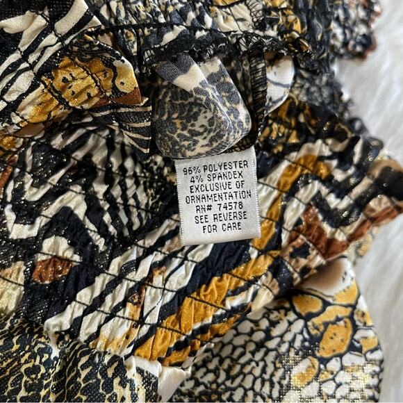 NEW Cache Metallic Shimmer Disco Queen Sleeveless Halter Tie Neck Smocked Top XS - Picture 14 of 16